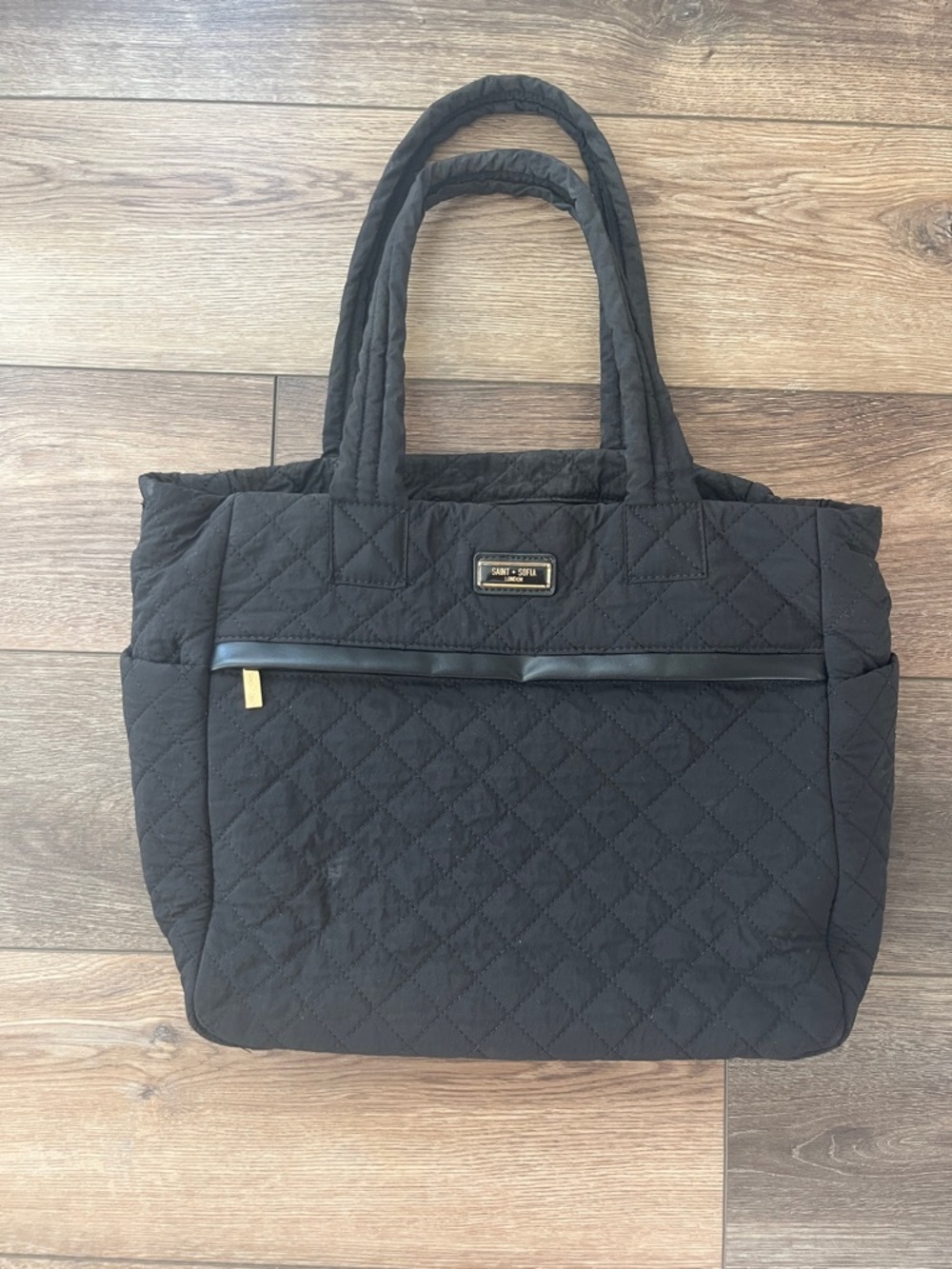 Saint&Sofia Black Quilted Tote Bag